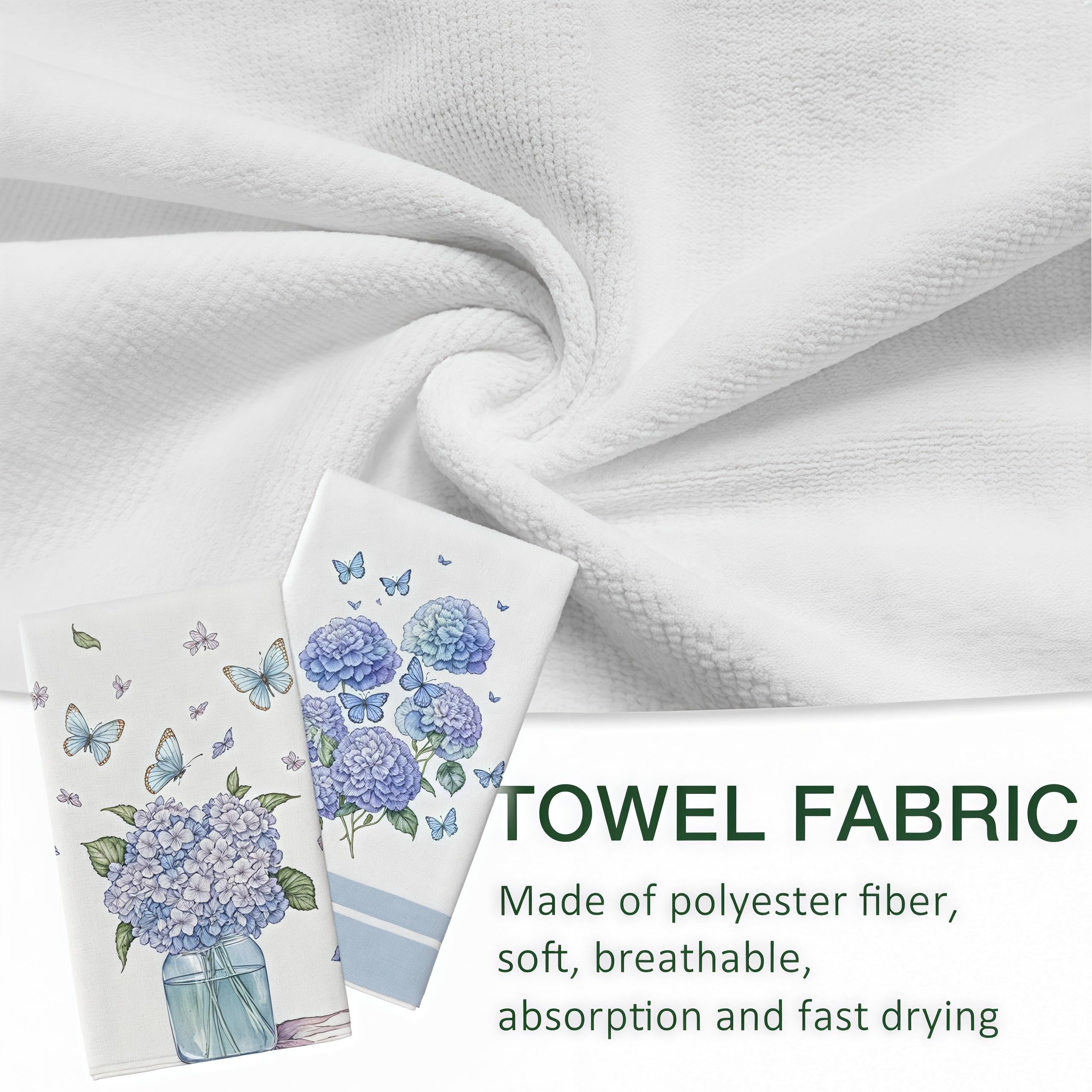 Cxtoweley Hydrangea flour sack towel set display emphasizes two-towel versatility