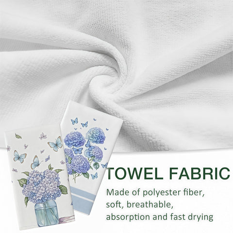Cxtoweley Hydrangea flour sack towel set display emphasizes two-towel versatility