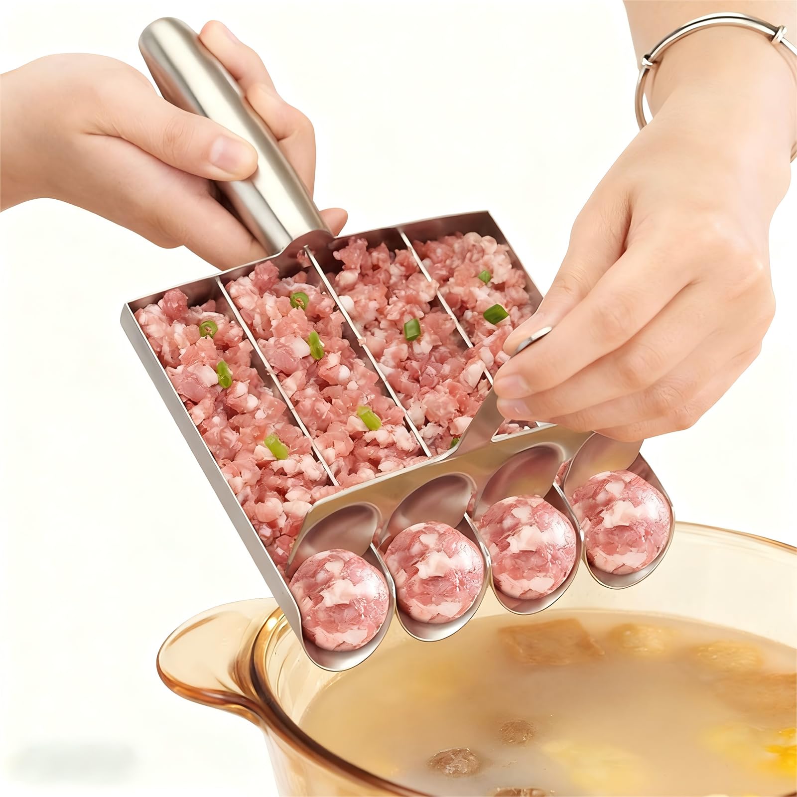 CXYNDFA meatball maker 4-cavity ergonomic design for fast, uniform balls.