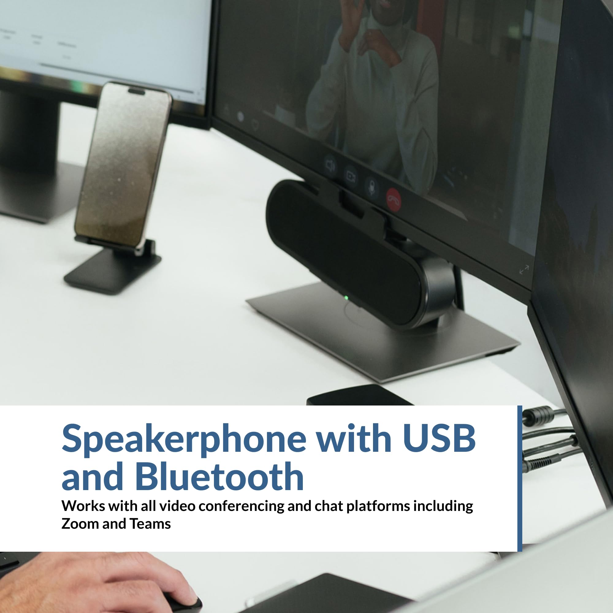 Cyber Acoustics CA-2890PRO Bluetooth connectivity to smartphones and tablets.