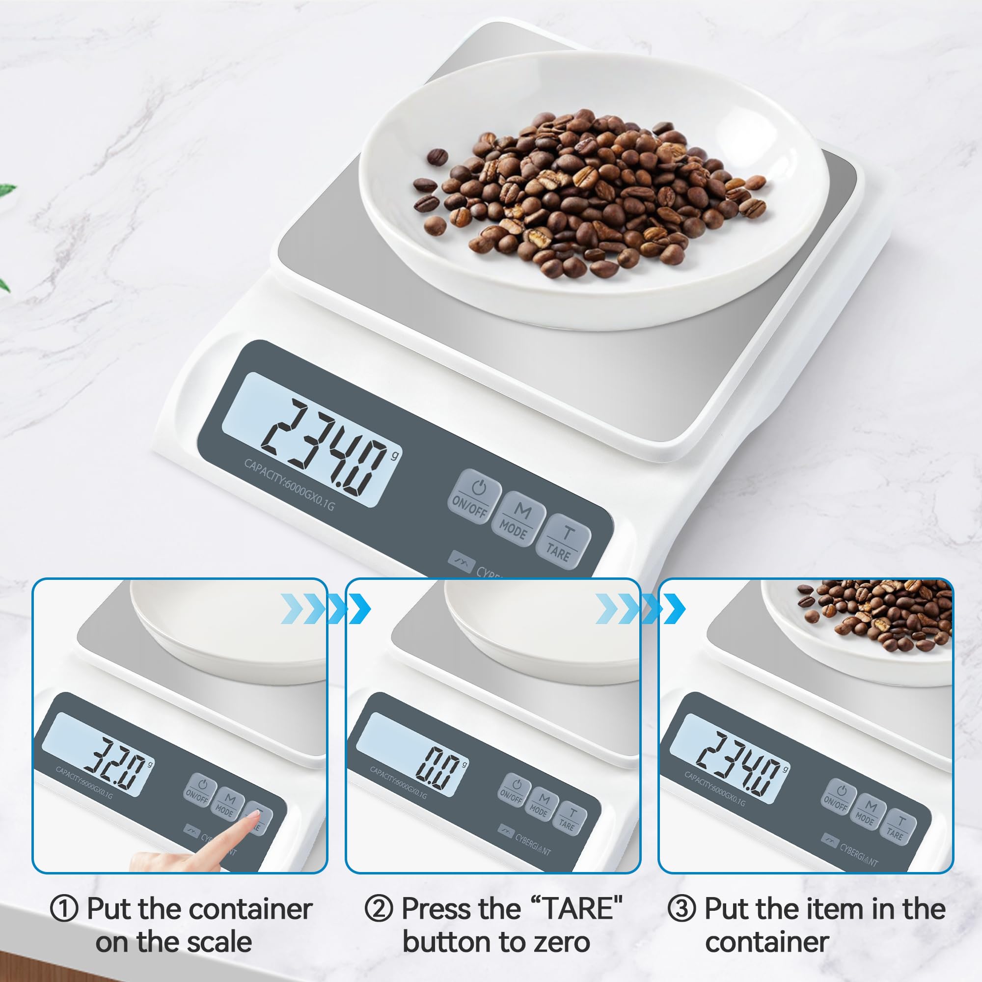 Cybergiant tare function demonstrates easy zeroing for packaging