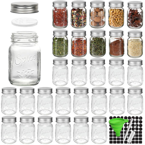 CycleMore 4oz glass spice jars offer clear visibility for pantry organization.