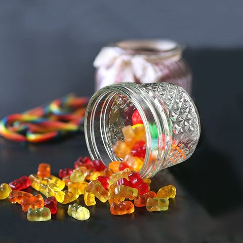 CycleMore diamond-finish mini jar 4oz clear glass, premium look for storage or gifts.