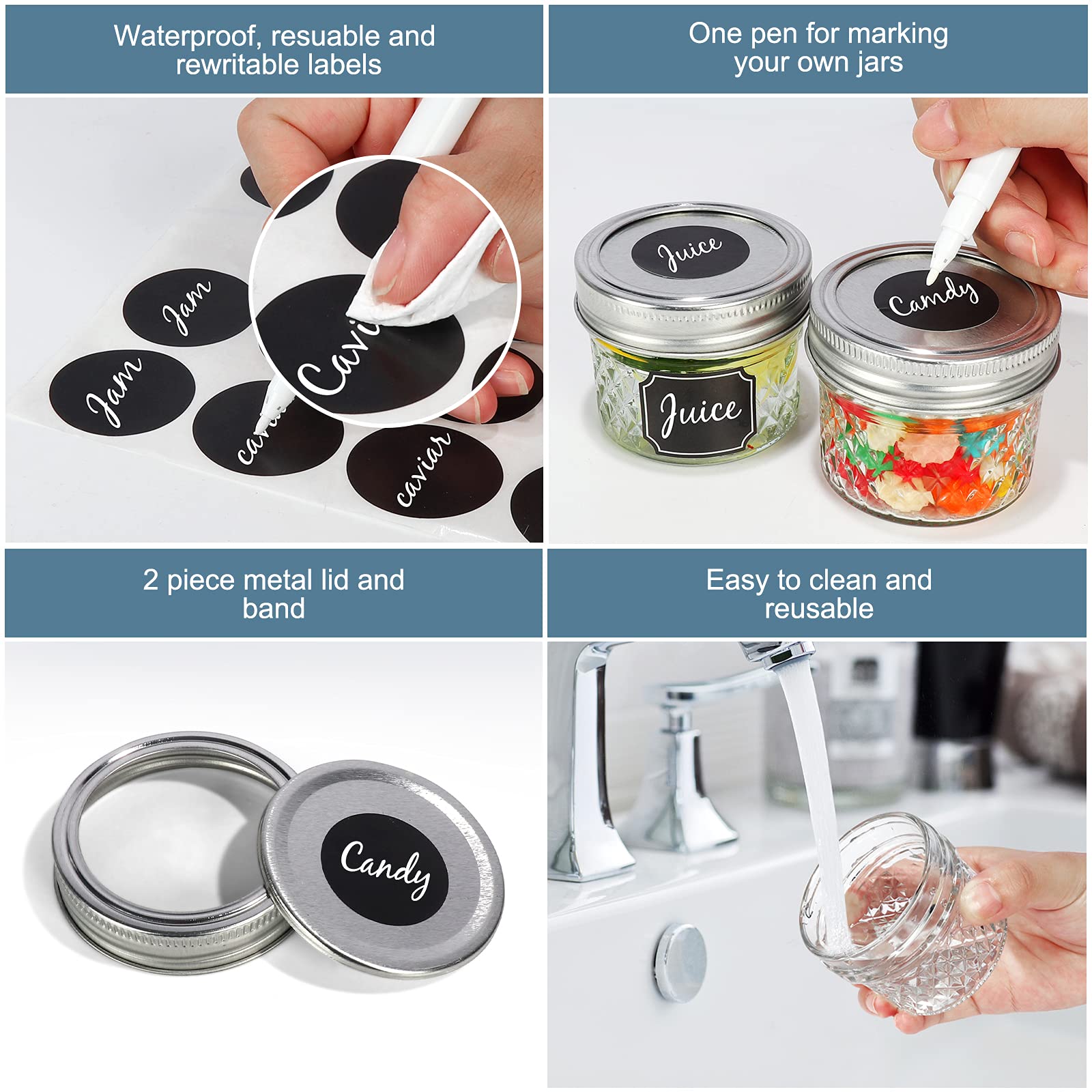 CycleMore jam-jar 4oz clear glass with airtight seal, perfect for gifting.