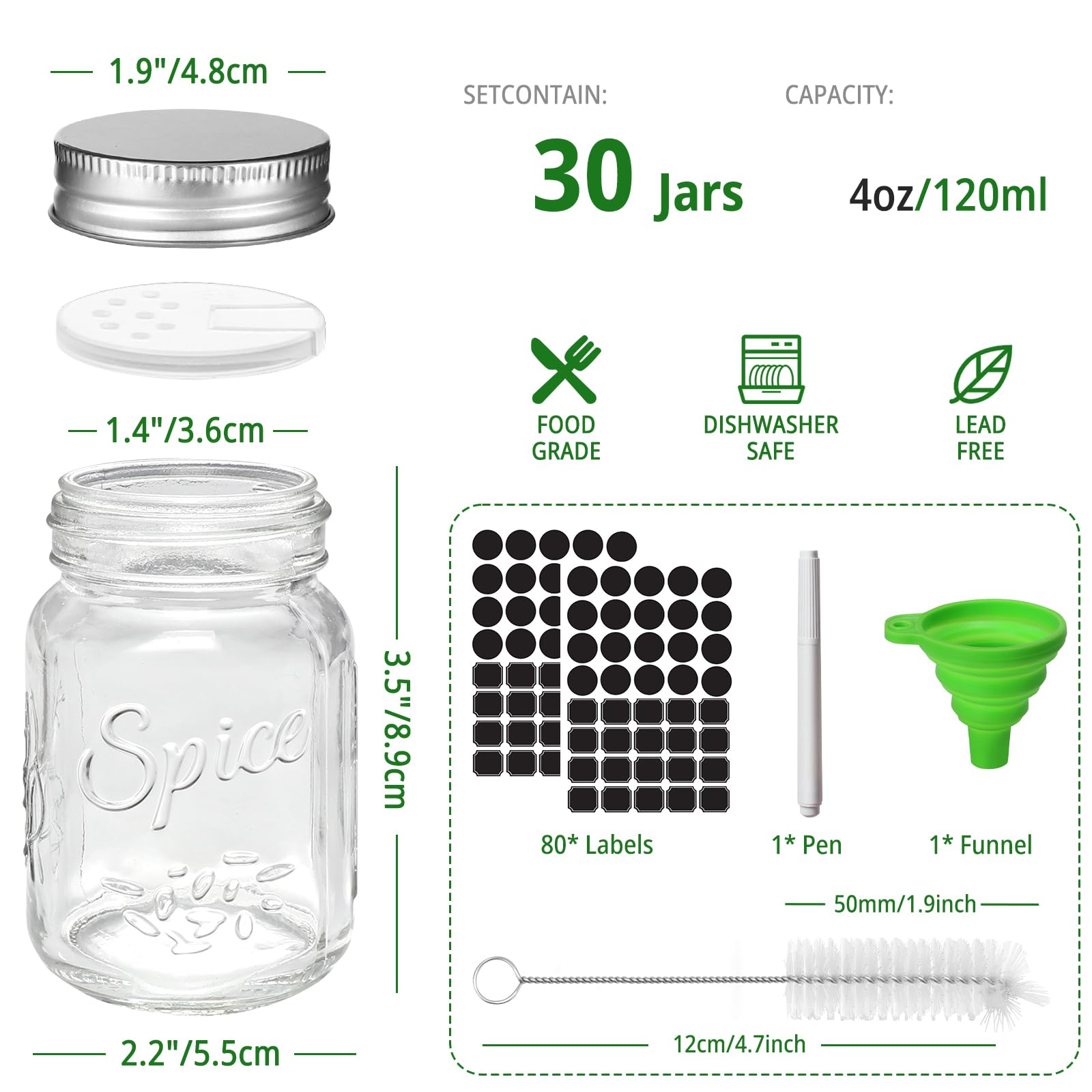 CycleMore jars with silver caps seal freshness with airtight storage.