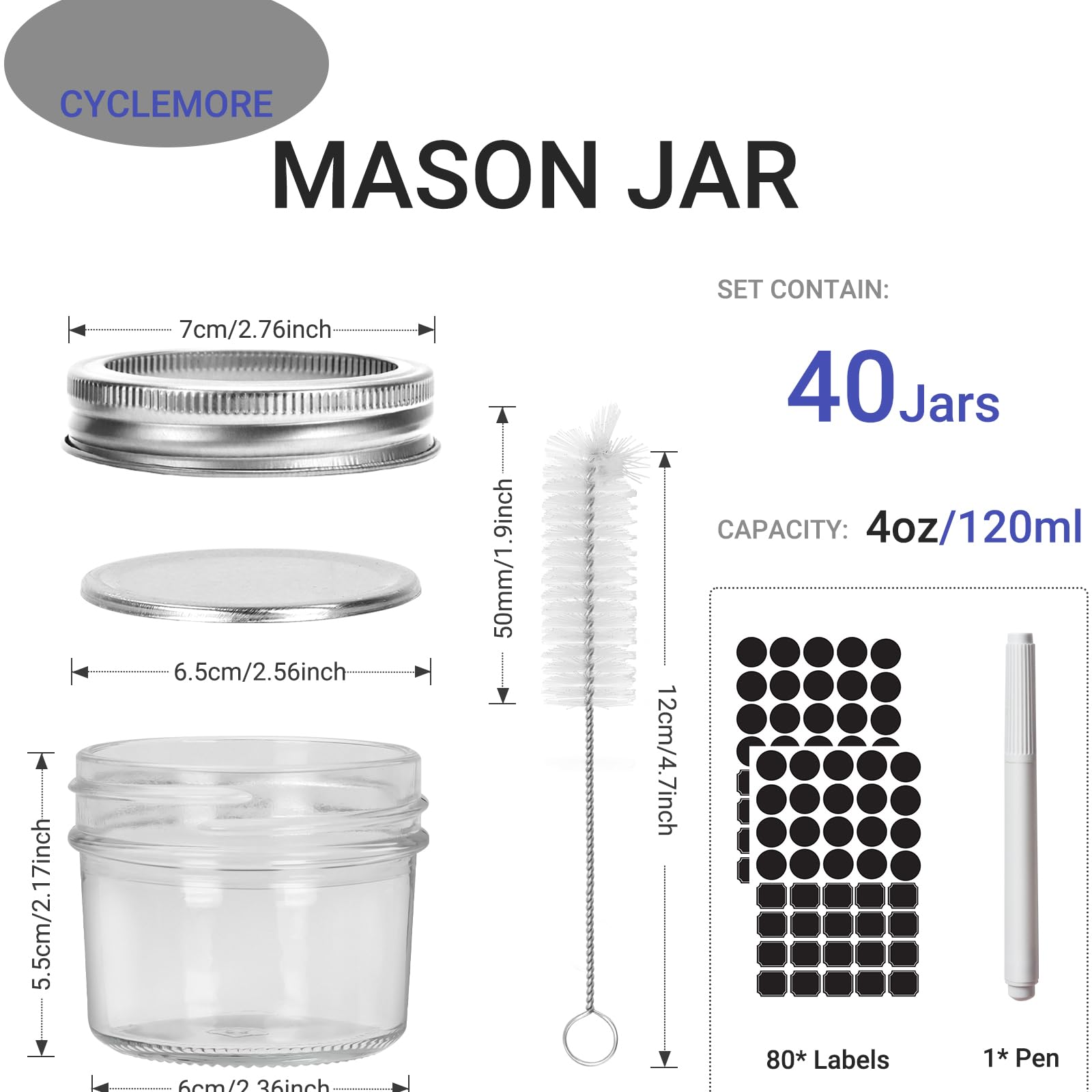 CycleMore silver separable lid on mason jar keeps contents fresh and easy to open.