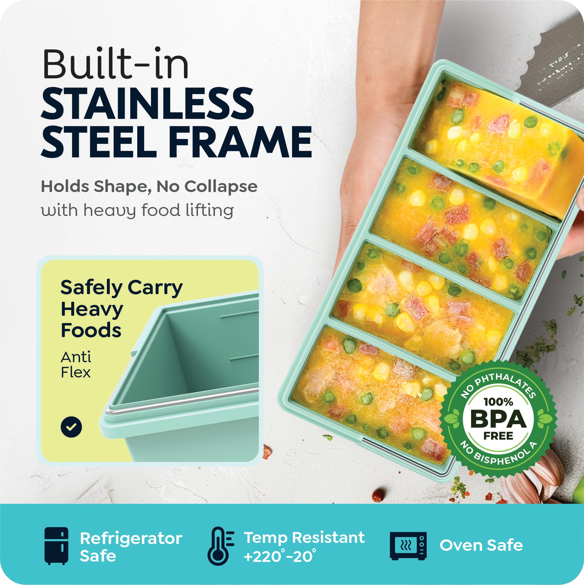 CyhHave silicone trays stackable design saves freezer space for organized meals