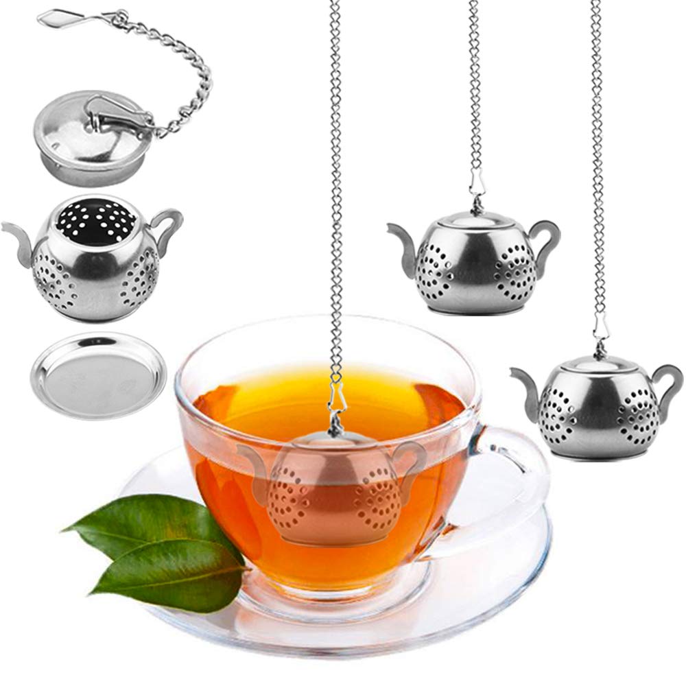 Cyimi tea infuser ball with chain ready for loose leaf brewing.