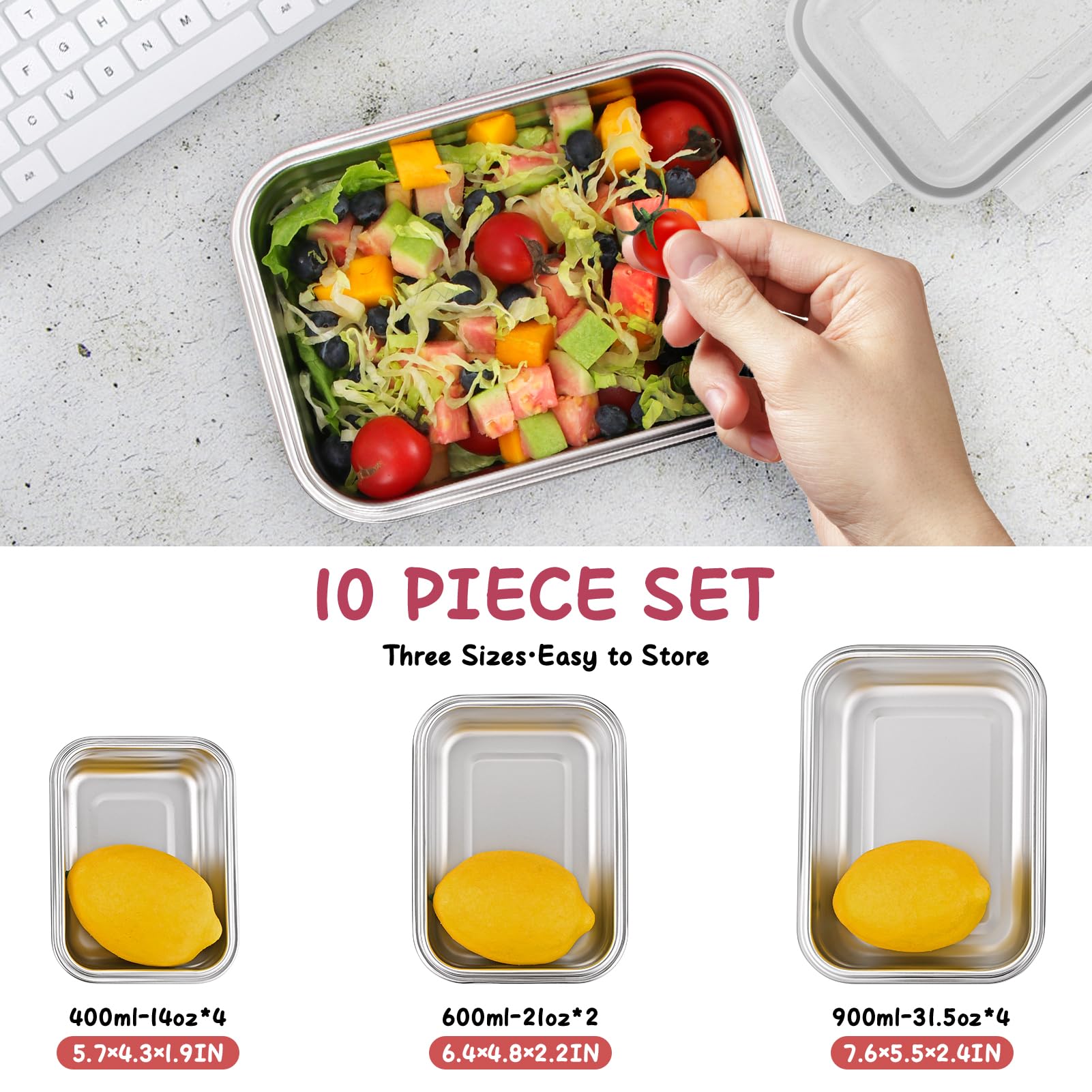 Cykorxicc 21oz square container with lid on, great for meal prep and easy stacking.