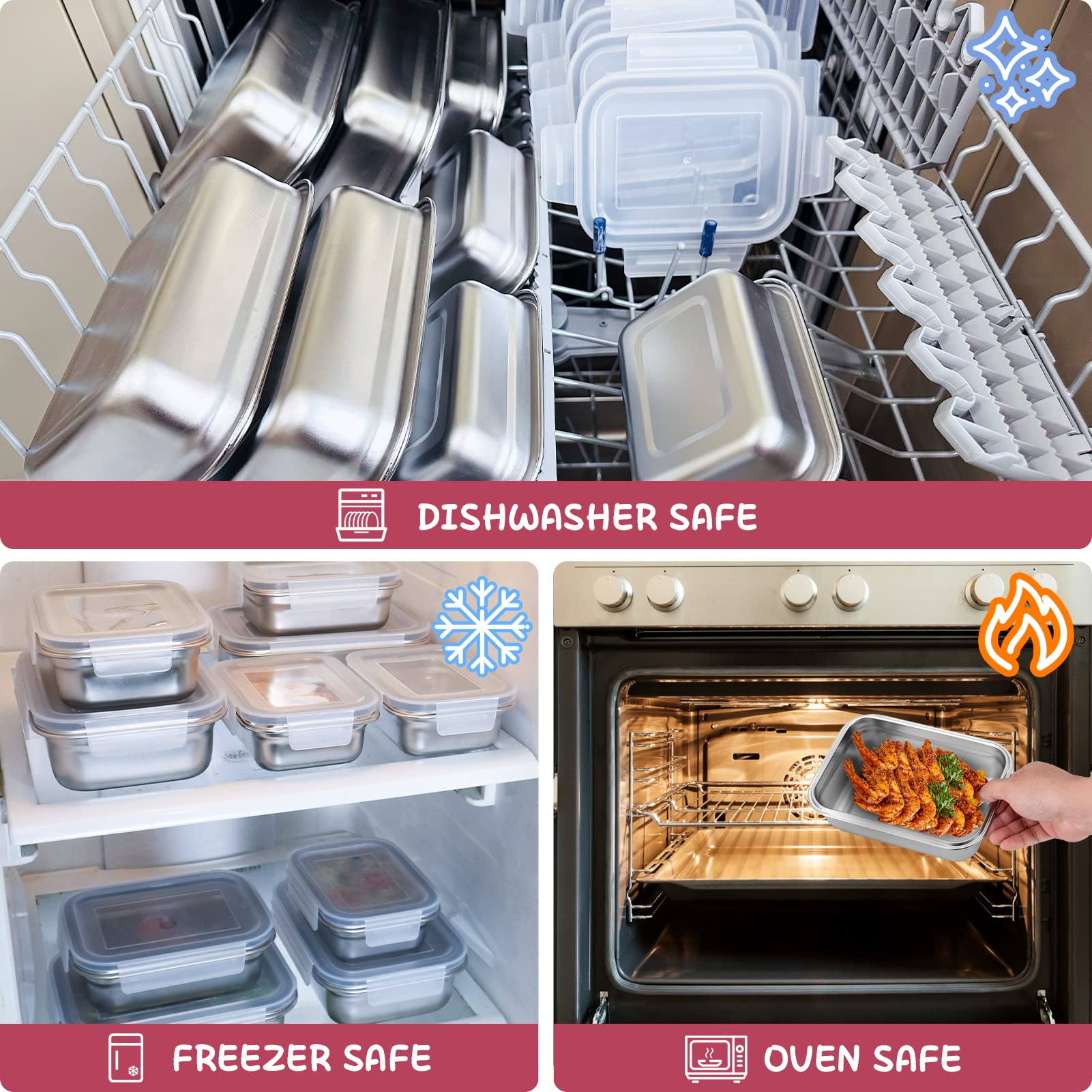 Cykorxicc square container dishwasher-safe, easy to clean after meals.
