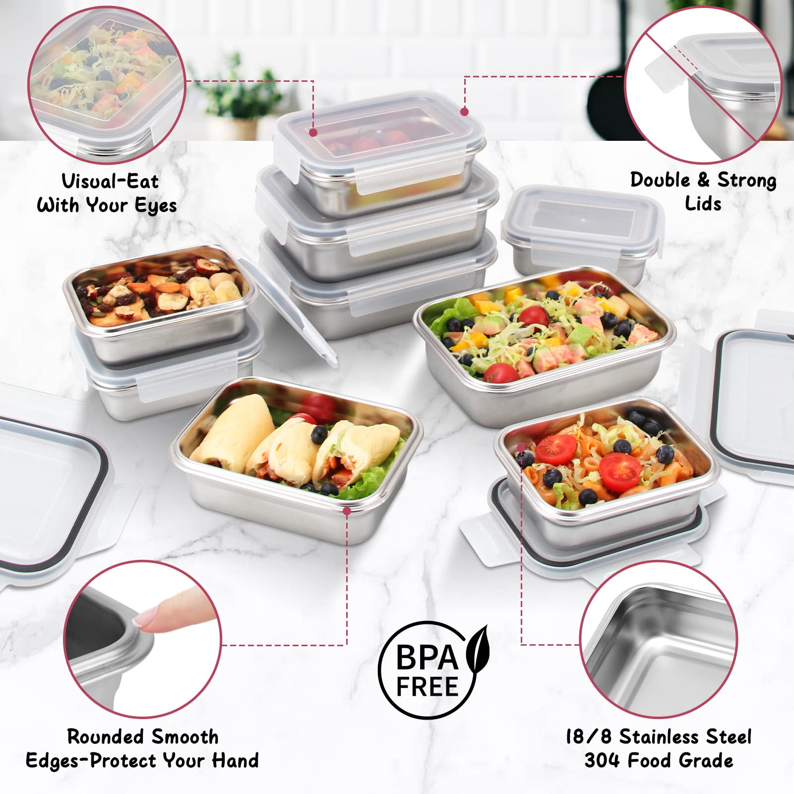 Cykorxicc square container with stackable design, saves space in the fridge and pantry.