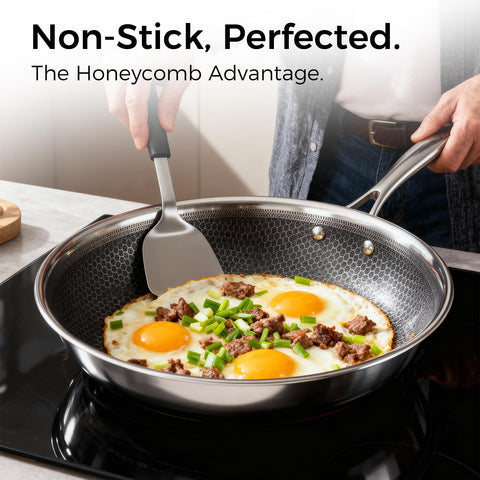 Cyrder 10-inch frying pan with even heating for searing.