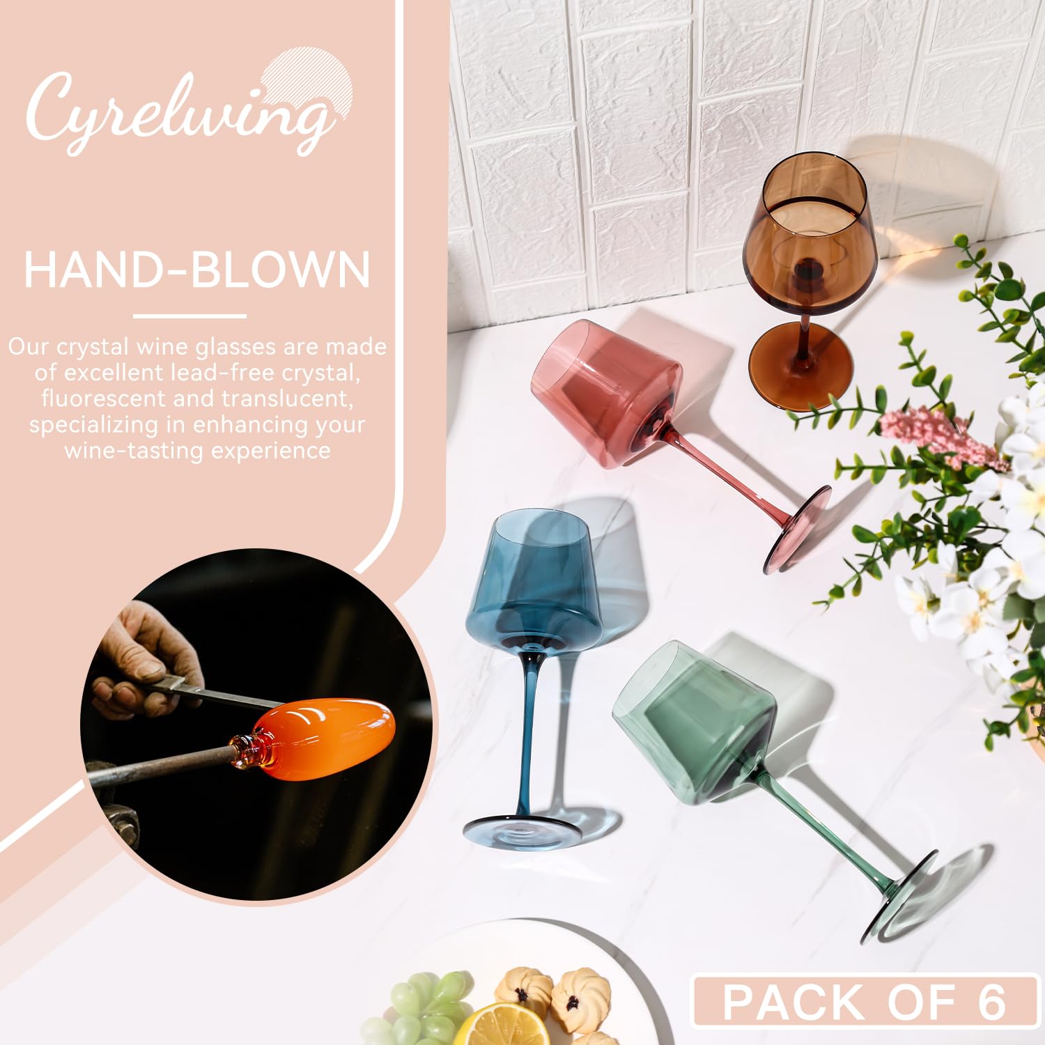 Cyrelwing ergonomic golden-curves bowl supports easy swirling and aroma release during tastings.