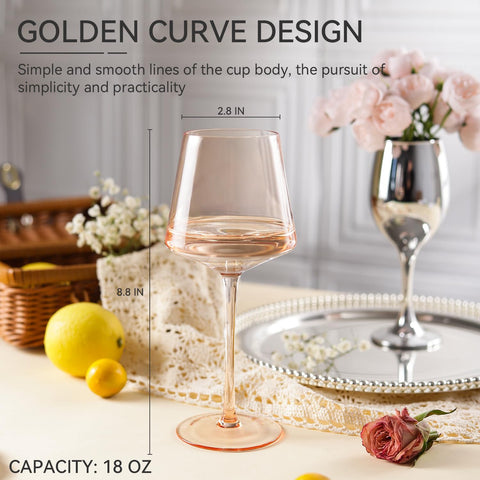 Cyrelwing pale peach hand-blown glass adds delicate color to celebrations and daily sips.