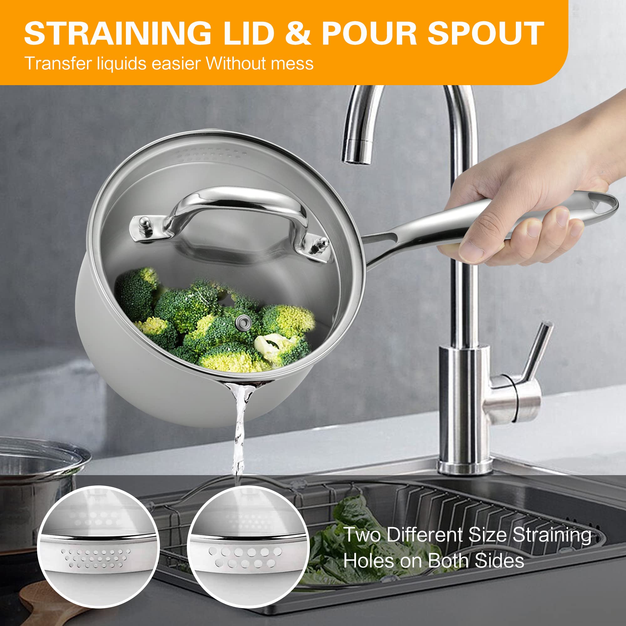 Cyrosa saucepan interior shows easy-to-read measurement marks for precise simmering