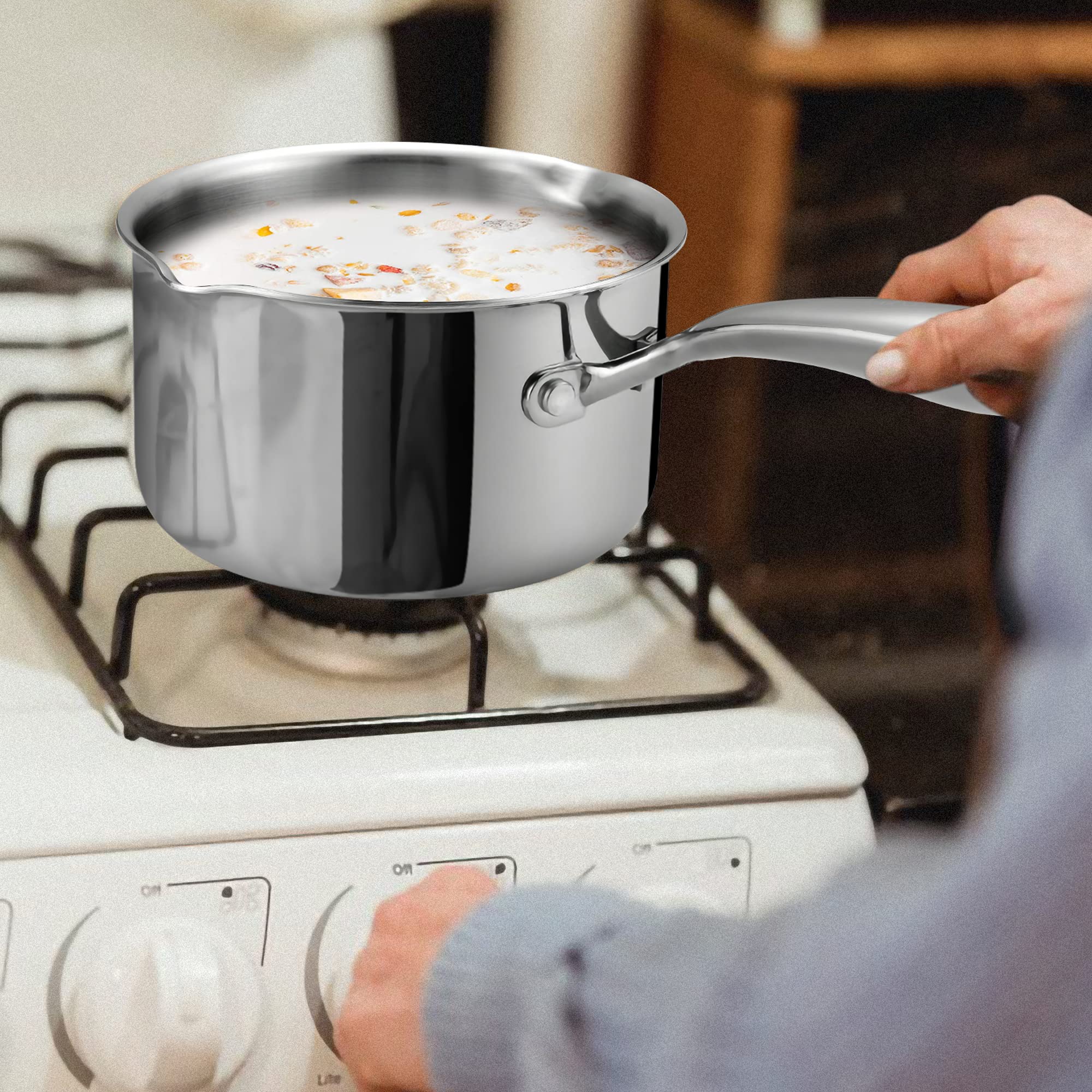 Cyrosa saucepan includes warranty and registration for extended coverage.