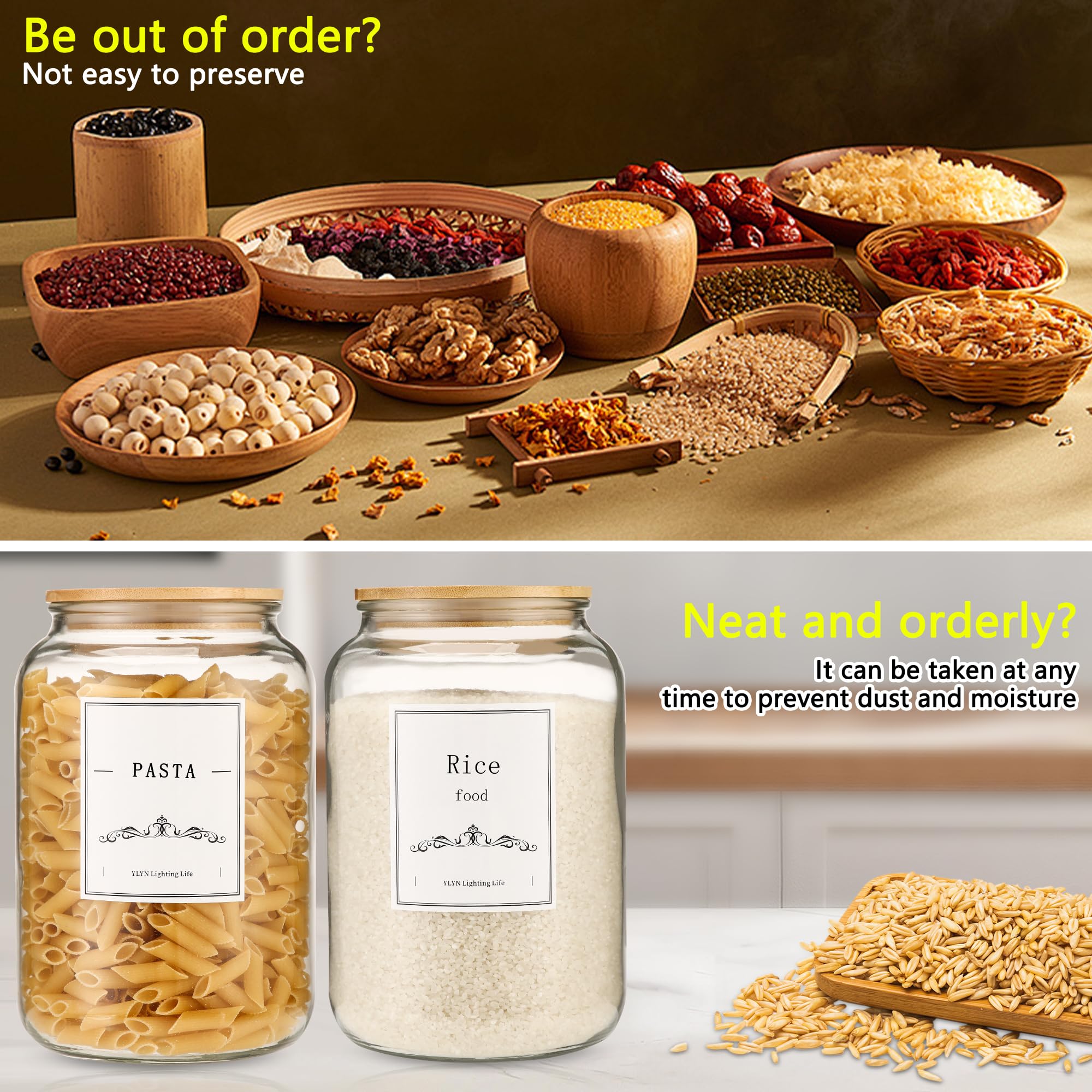 CYYKDA zero-point-nine-gallon glass jar offers bulk storage.