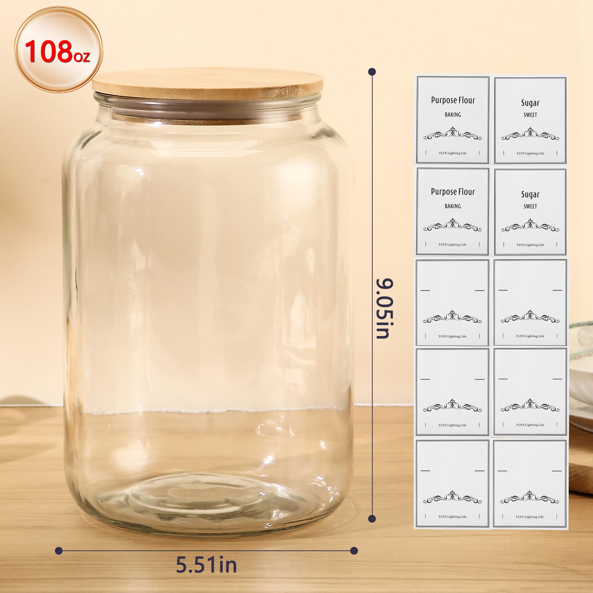 CYYKDA sturdy glass storage container for pantry staples.