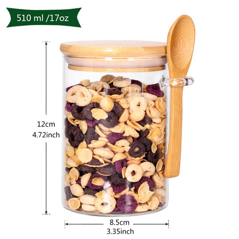 CZFWin overnight oats container in glass with bamboo lid for easy morning prep