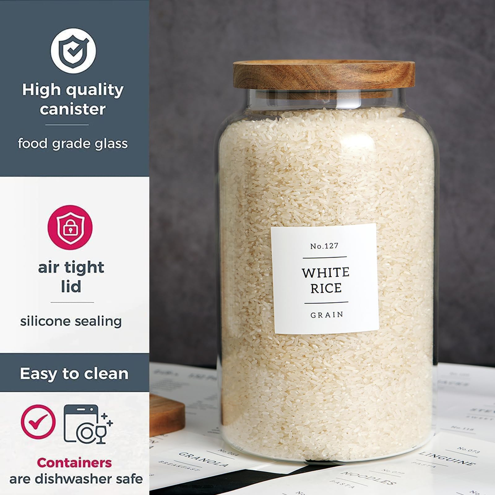 CZHQSMZ acacia lid with silicone seal keeps contents fresh and airtight.