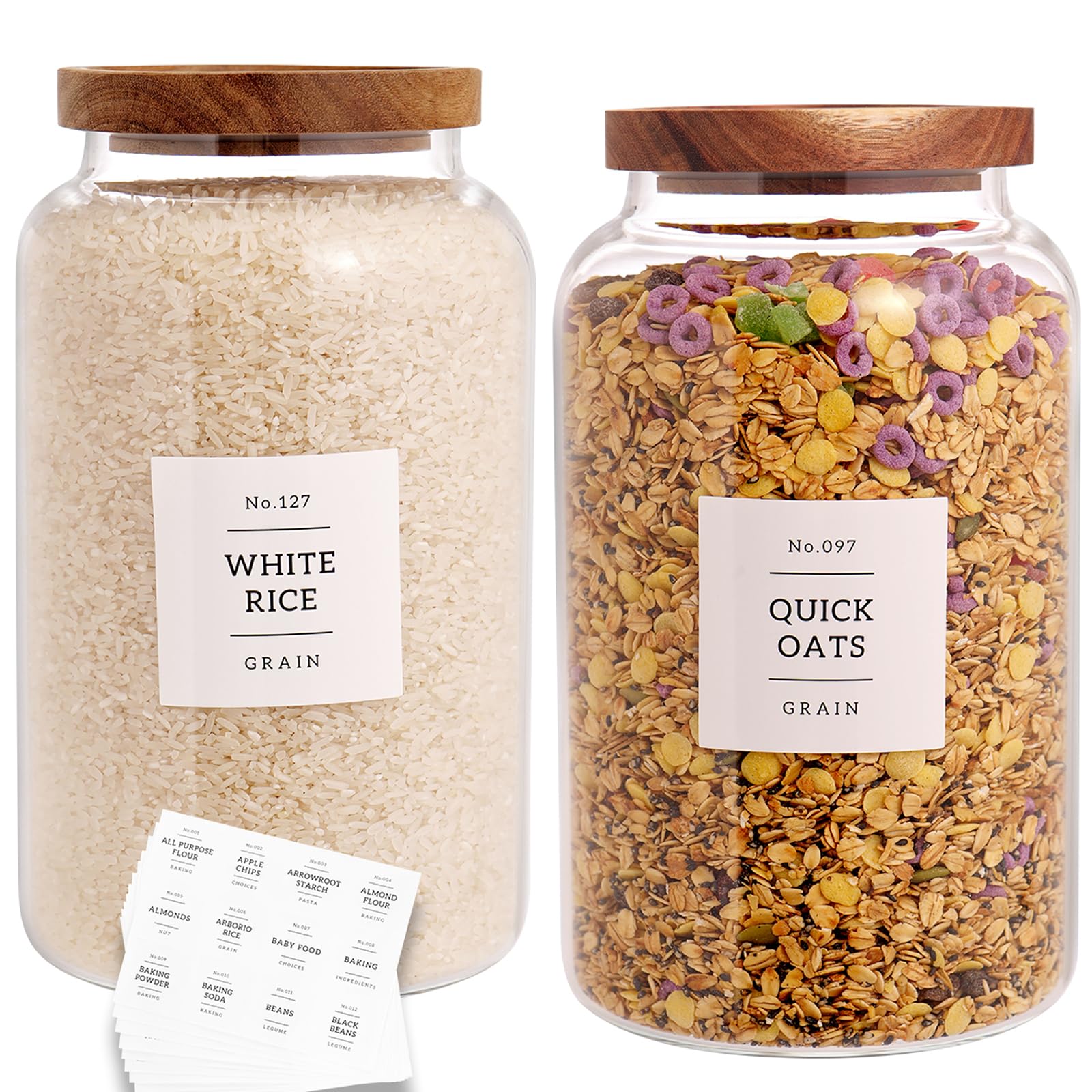 CZHQSMZ large glass jar with airtight acacia lid for organized pantry storage.