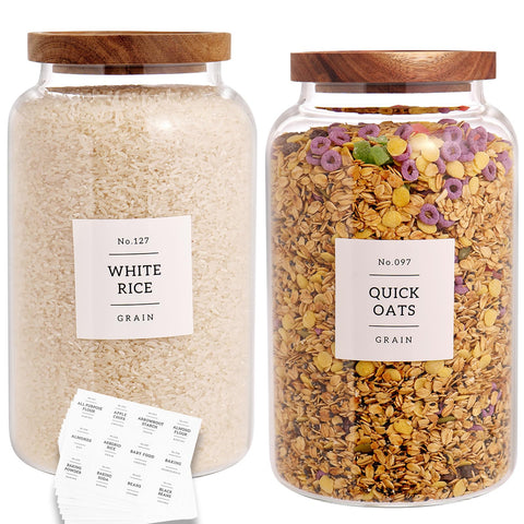 CZHQSMZ large glass jar with airtight acacia lid for organized pantry storage.