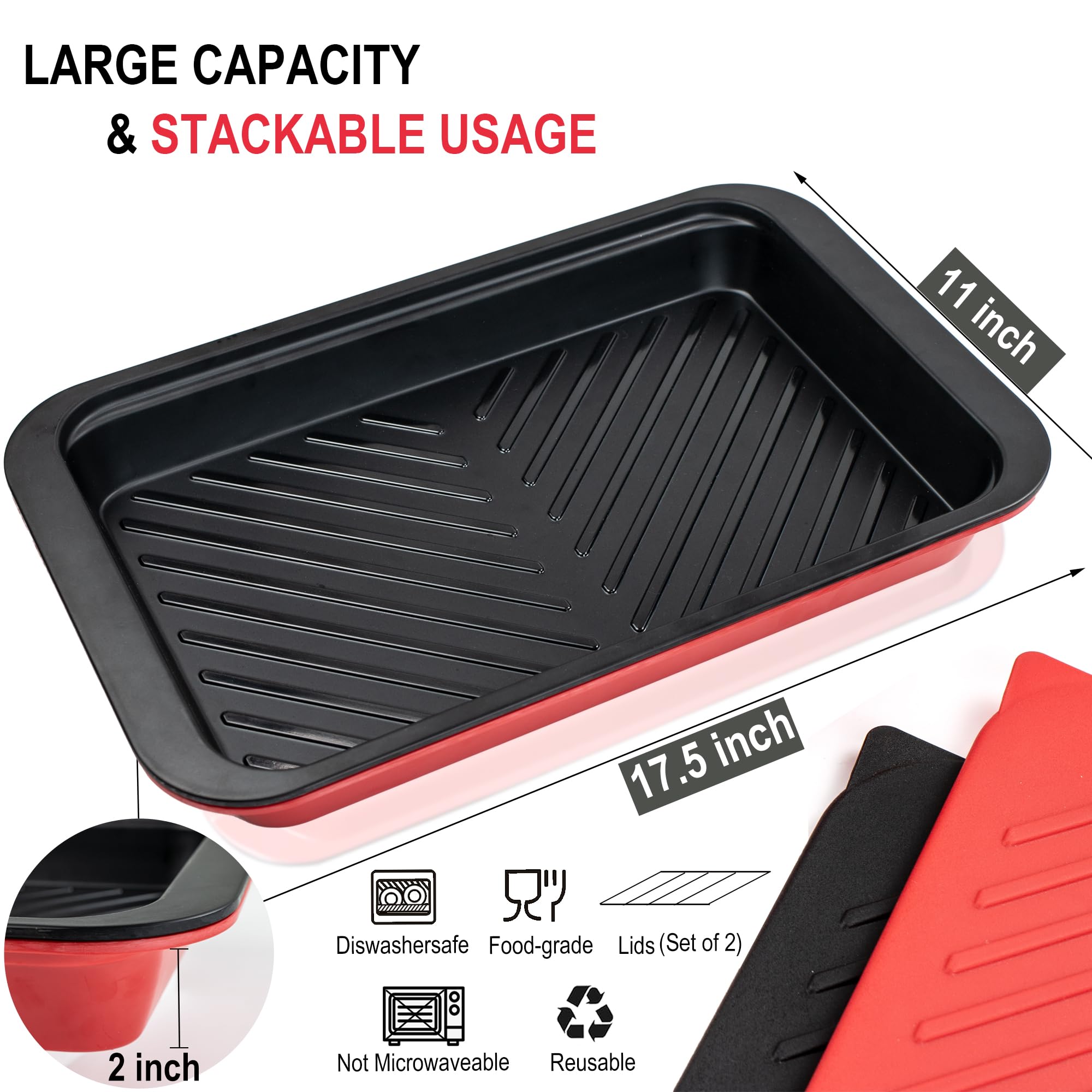 Czlizdyt trays with snap-on lids keep juices contained during marinating
