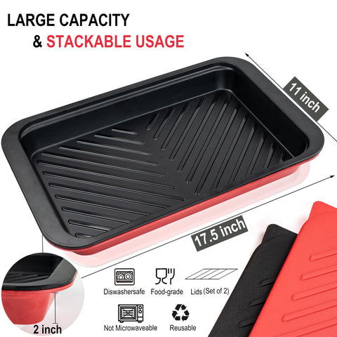 Czlizdyt trays with snap-on lids keep juices contained during marinating