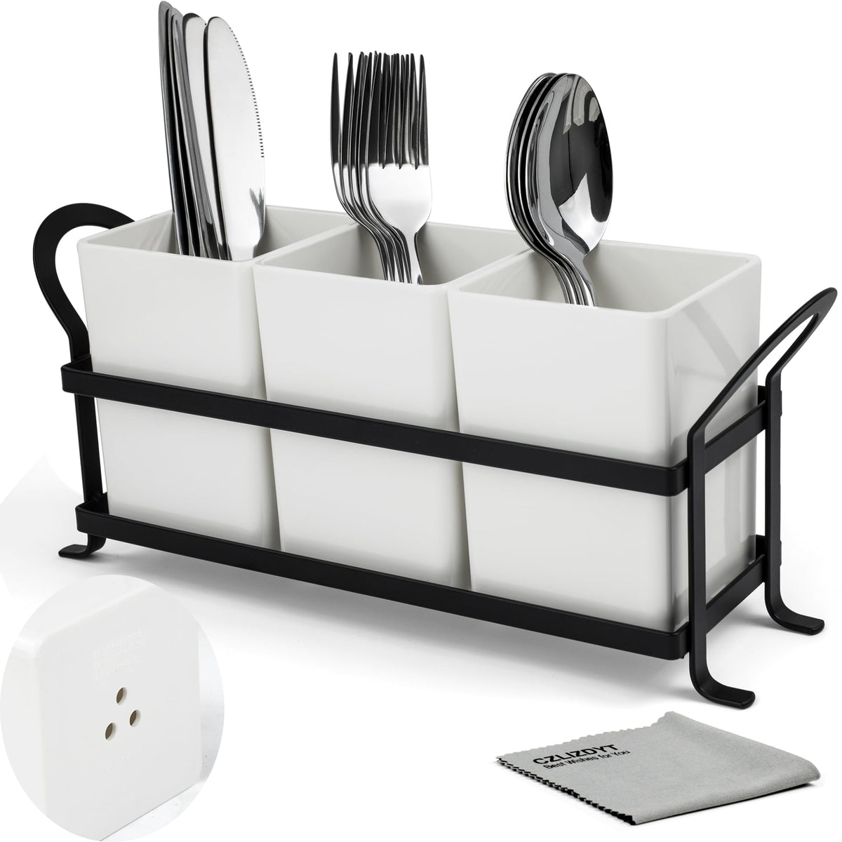 Czlizdyt cutlery holder with drain holes keeps utensils dry and organized on the counter