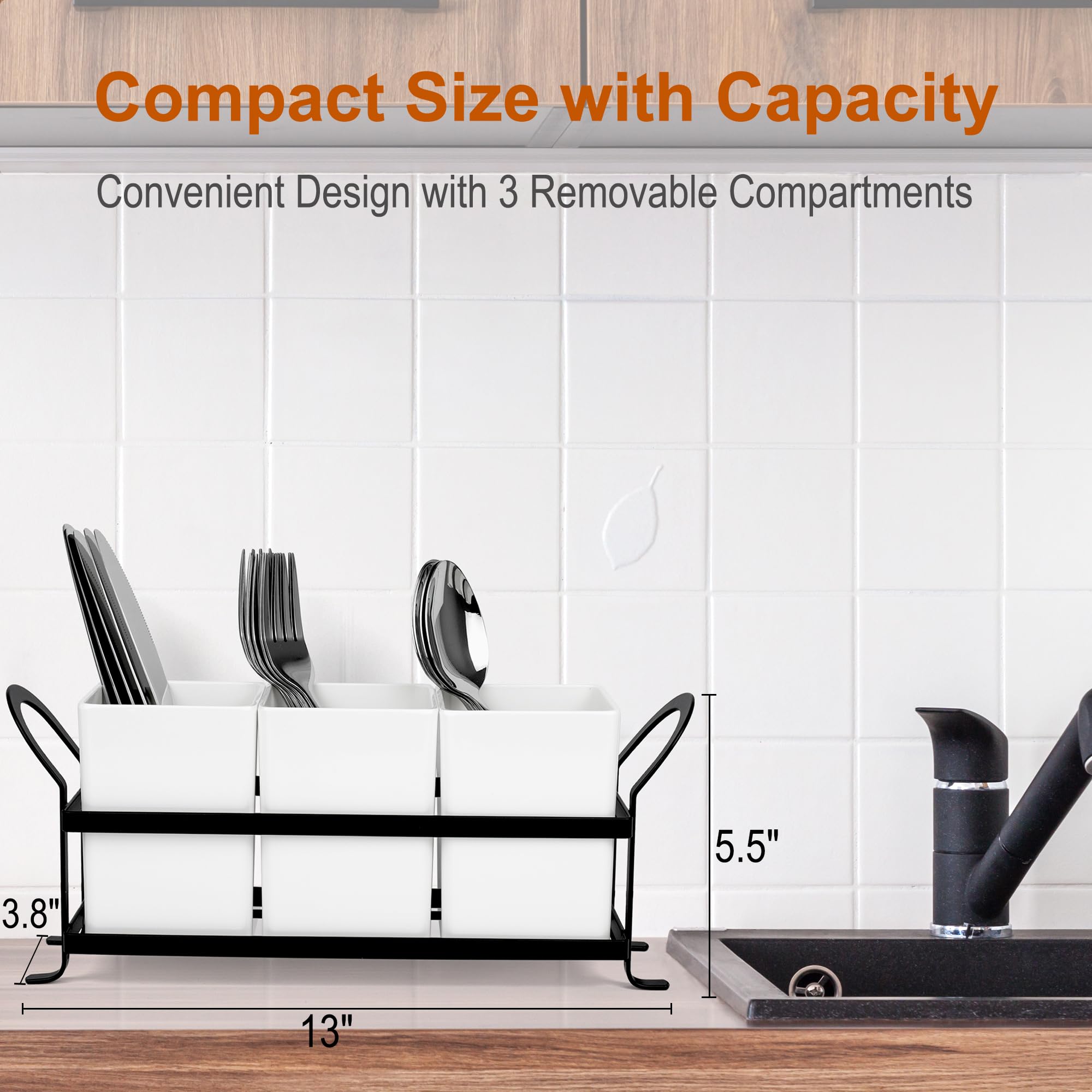 Czlizdyt 3-compartment silverware caddy offers quick access and clutter-free countertops
