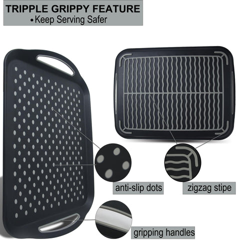 Czlizdyt large nonslip tray with handles keeps plates steady on laps