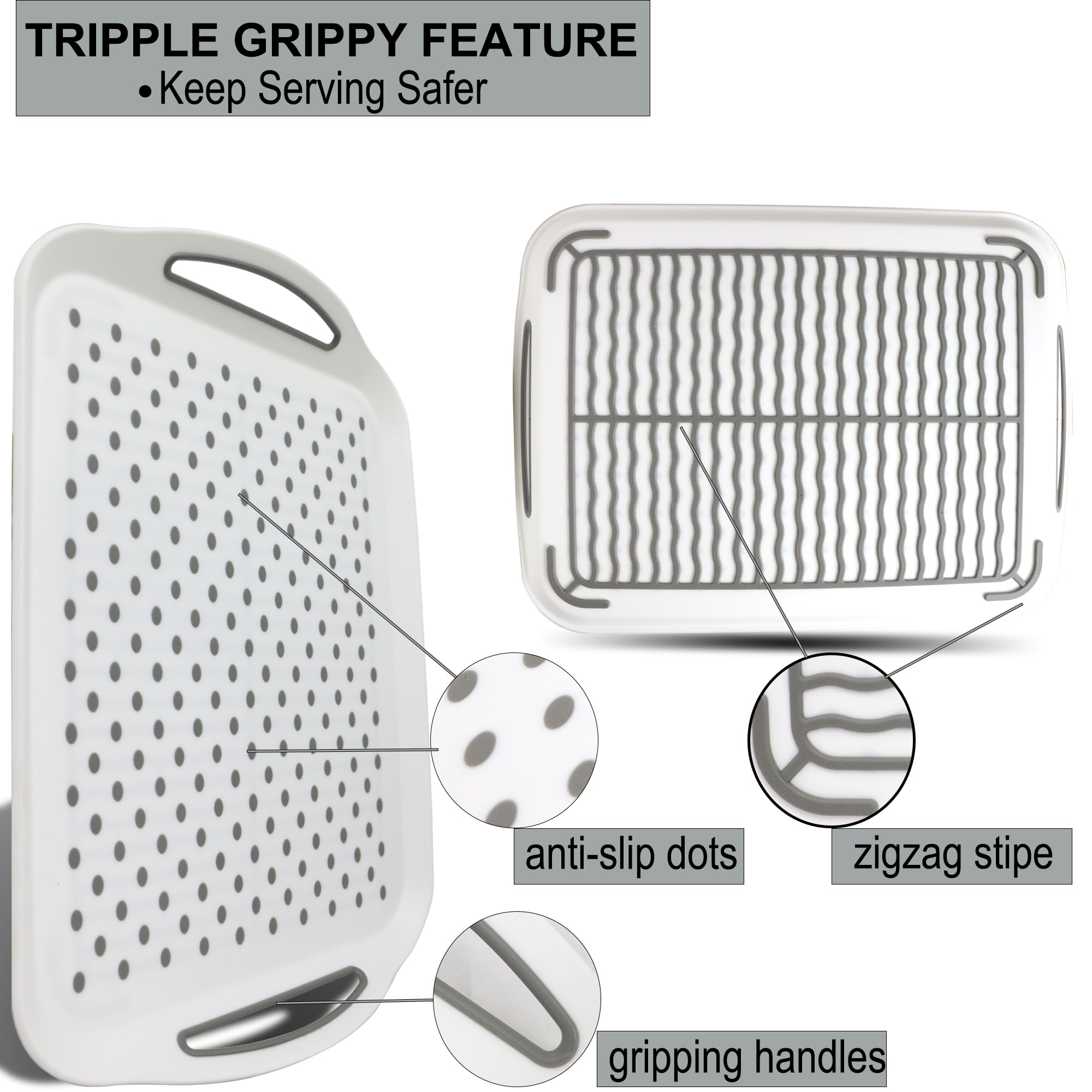 Czlizdyt tray surface with non slip nubs prevents sliding during carrying