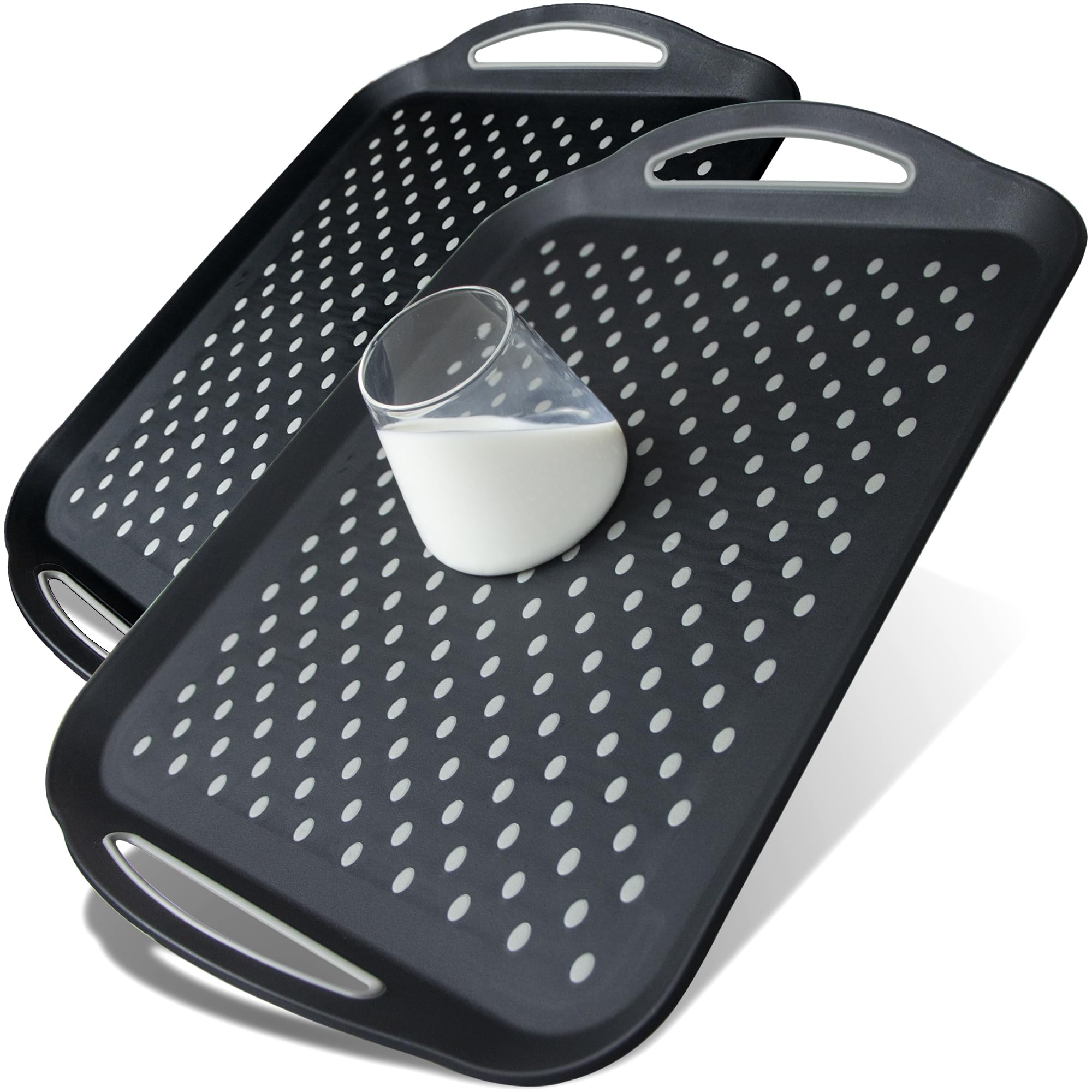 Czlizdyt set of 2 nonslip serving trays with handles for easy carrying