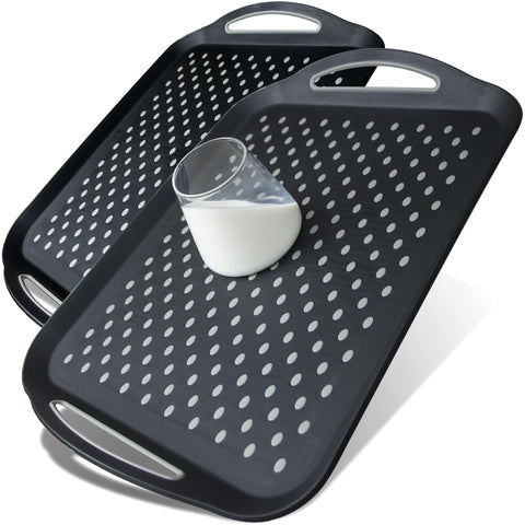 Czlizdyt set of 2 nonslip serving trays with handles for easy carrying