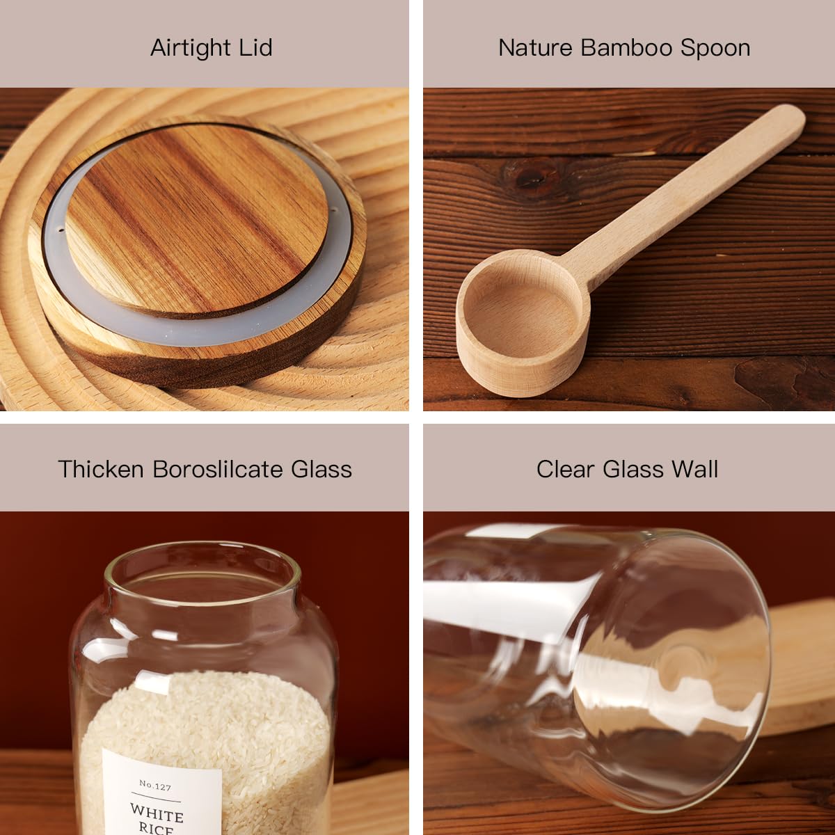 CZSZYGHBAO acacia lid close-up showing natural wood and seal