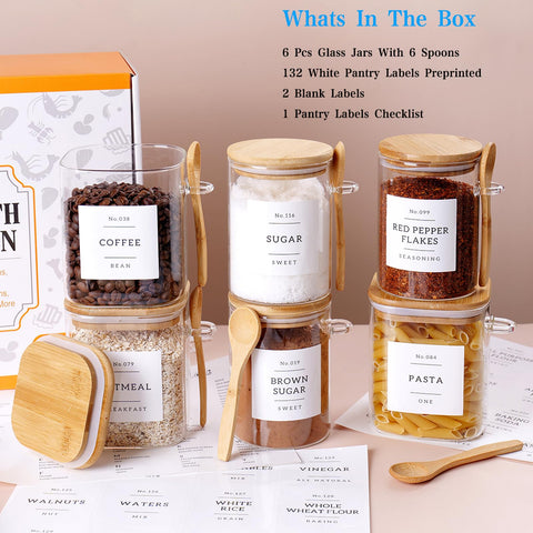 CZSZYGHBAO square 27oz glass jar with bamboo lid for bulk pantry staples