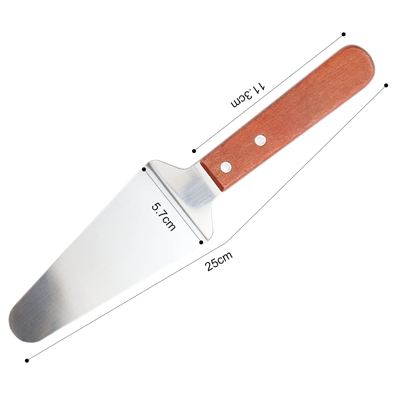 Ergonomic, slip-proof wooden handle enhances grip during dessert service