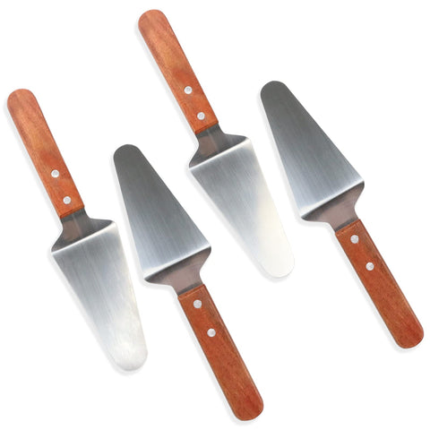CZWESTC pizza servers: stainless steel blades with wooden handles for easy serving