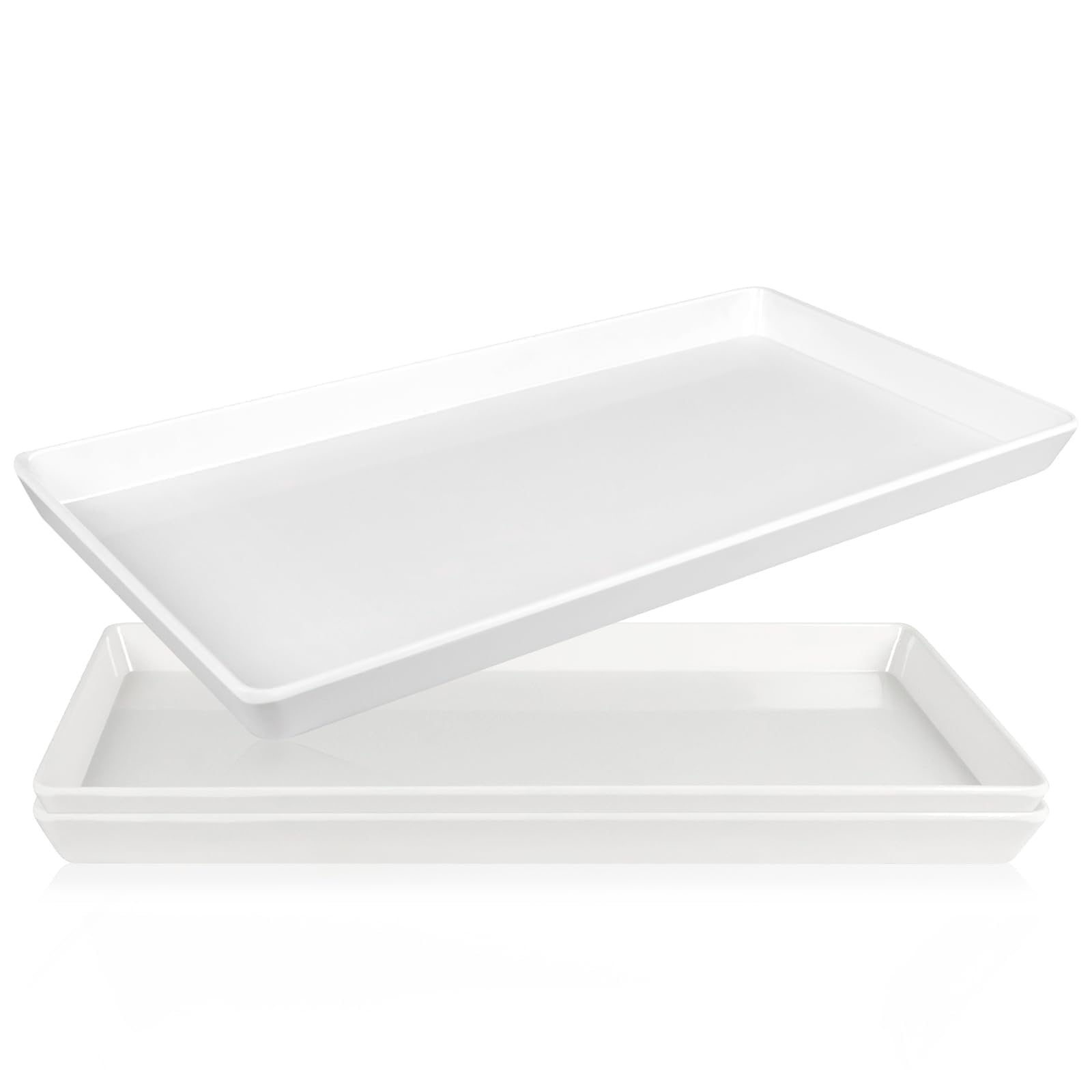CZWESTC white melamine serving trays set, perfect for appetizers at gatherings.