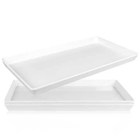 CZWESTC white melamine serving trays set, perfect for appetizers at gatherings.