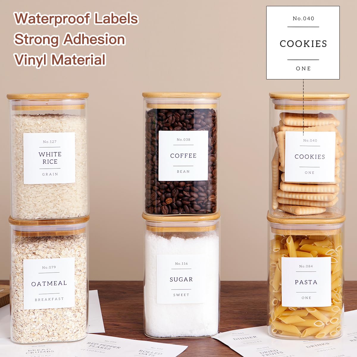 CZZGSM 132 pantry labels set for quick content identification and organization.