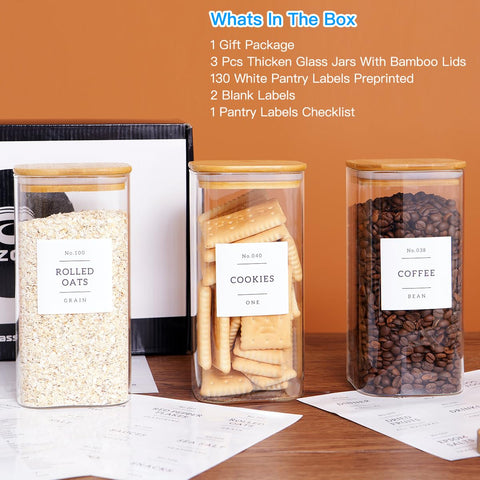 CZZGSM 54oz glass canister with bamboo lid for fresh cereals and grains.