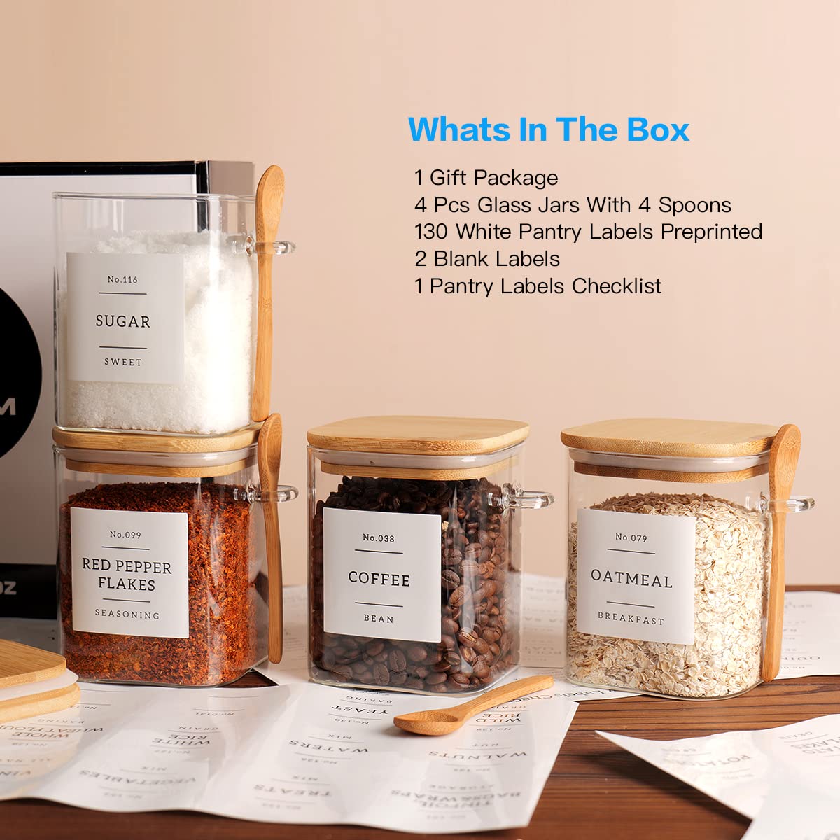 CZZGSM airtight borosilicate glass jar suitable for coffee, tea, or sugar
