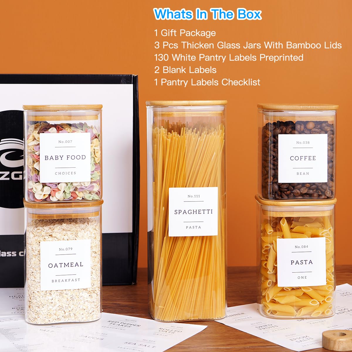 CZZGSM bamboo lids on jars with airtight seal for fresh stored foods