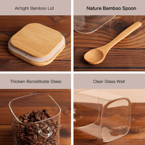 CZZGSM dishwasher-safe glass jar with bamboo lid and spoon