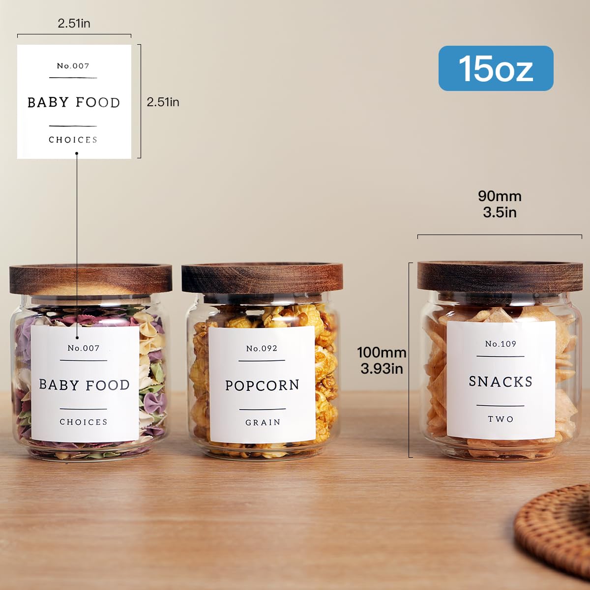 CZZGSM wide-mouth acacia lids with silicone seal keep contents fresh.