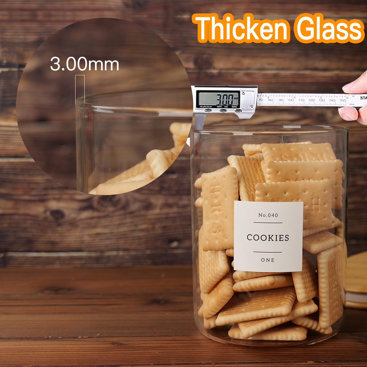 CZZGSM wide-mouth glass storage jar ideal for easy pouring and scooping.
