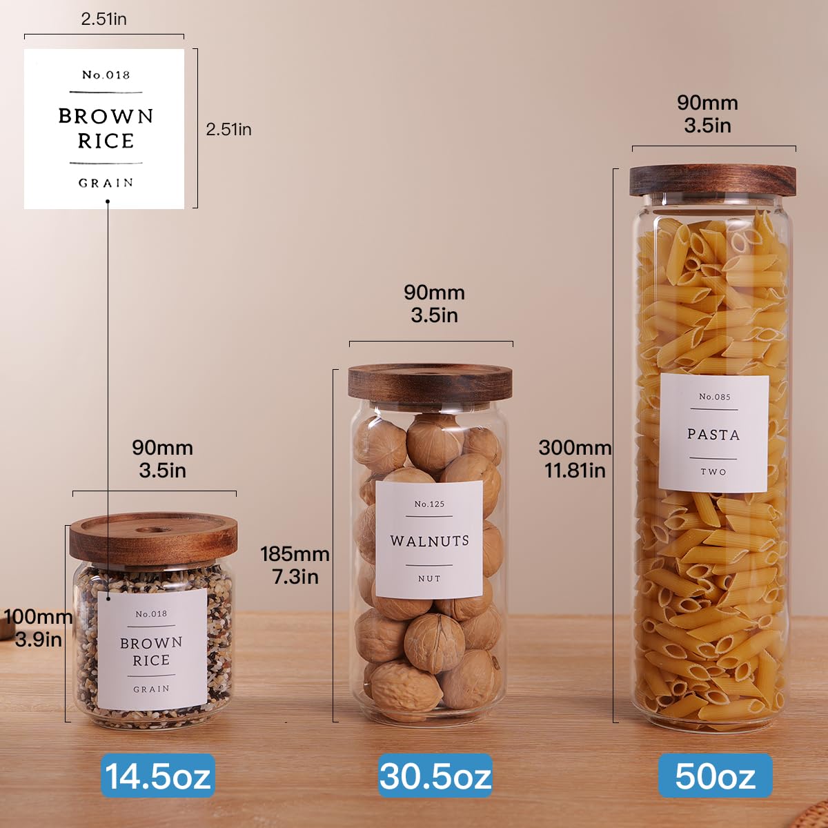 CZZGSM wide-mouth wood lids with silicone seal for secure airtight storage.