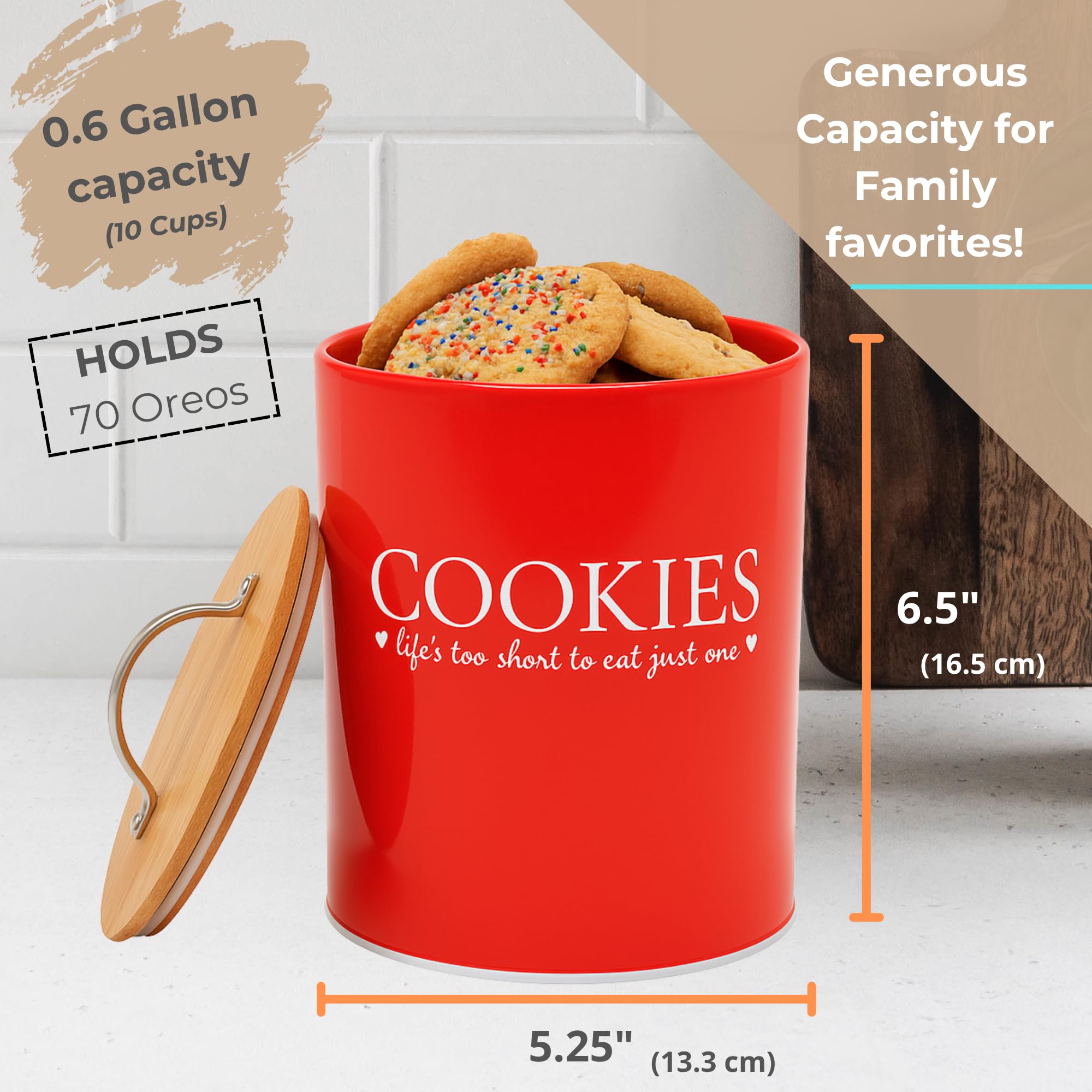 D'Lifeful red cookie jar side profile complements kitchen decor