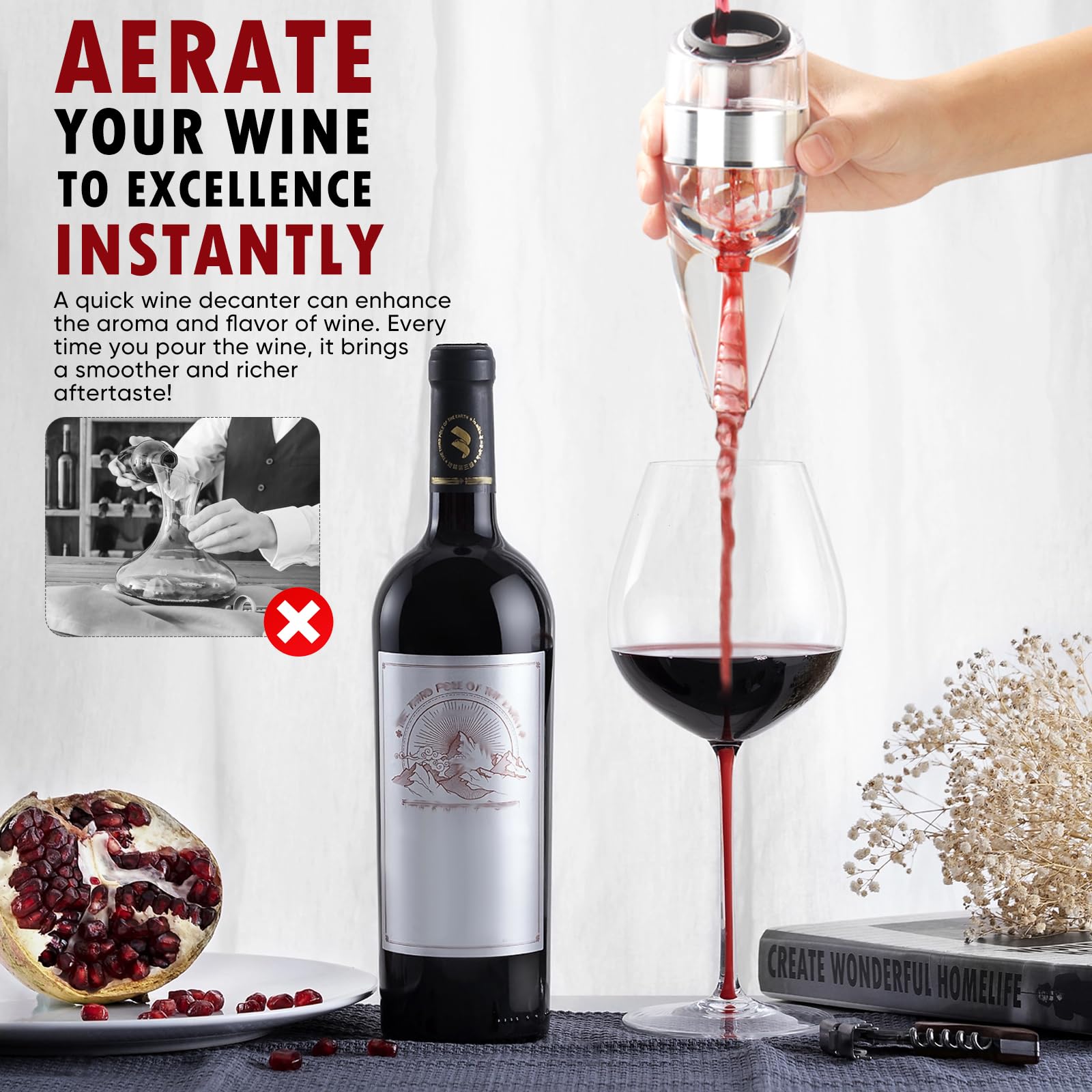D&Slifei silvery finish aerator makes a thoughtful gift for wine lovers.